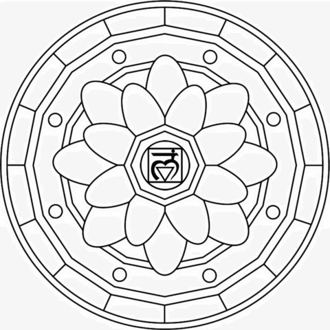 Mandala With Muladhara Symbol Coloring Page